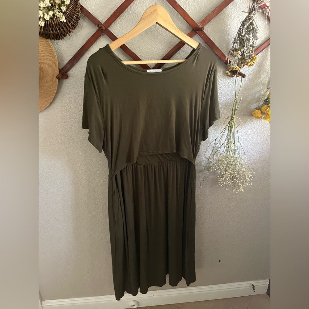 Olive nursing midi Dress